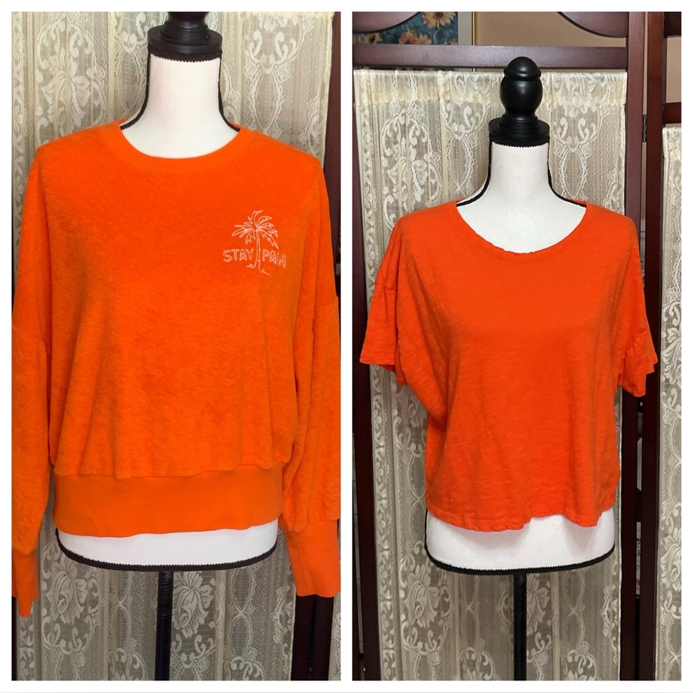 OLD NAVY TERRY SWEATSHIRT & CROP TEE - SZ LARGE
